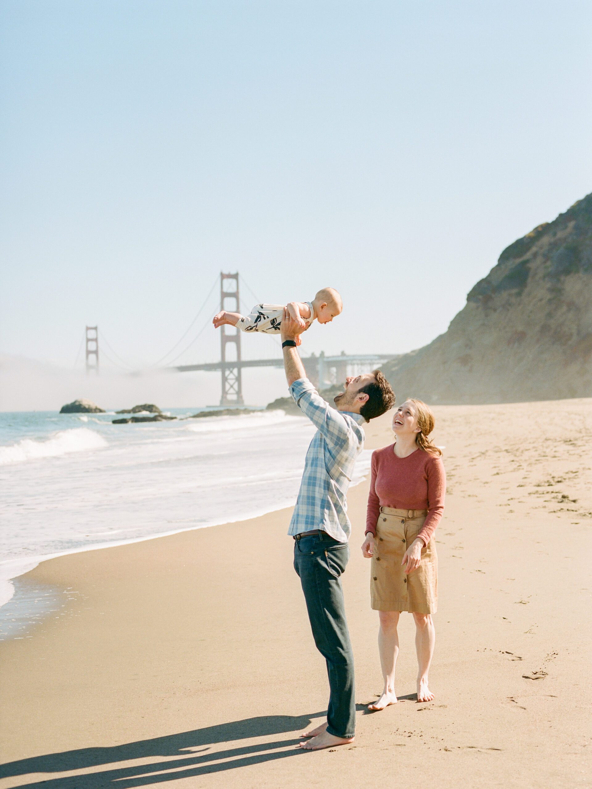 San Francisco family photographed by Golden Gate Bridge