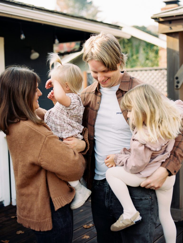 At home lifestyle family photography session. Marin County, California. Shot on Kodak portra400