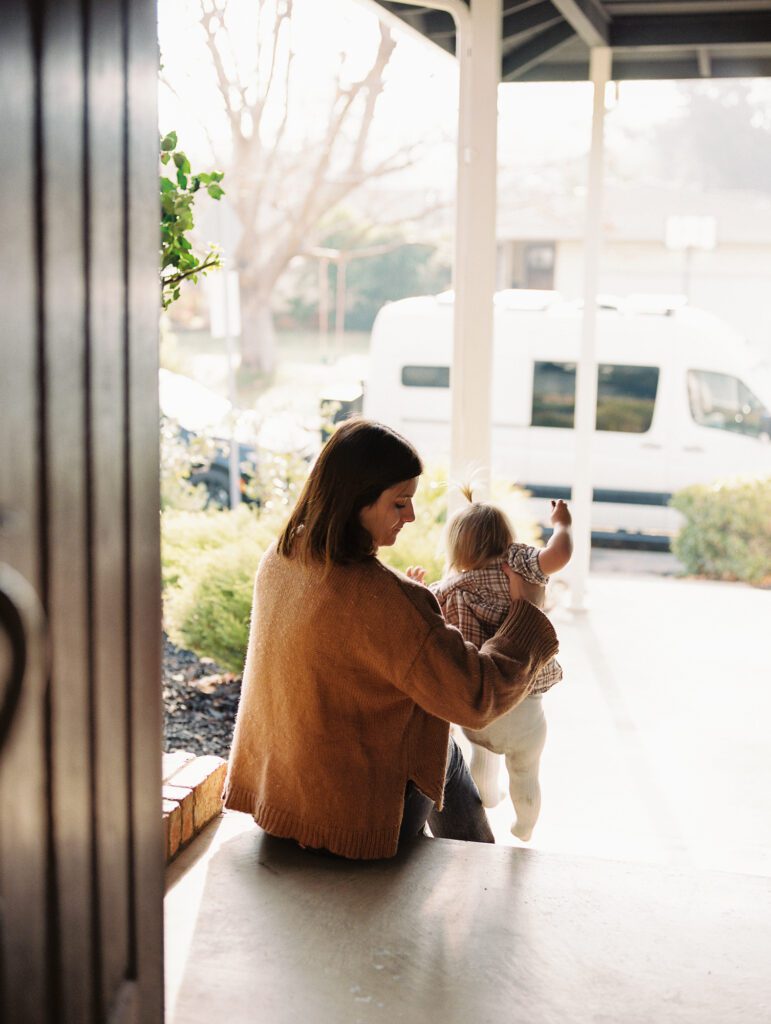 At home lifestyle family photography session. Marin County, California. Shot on Kodak portra400