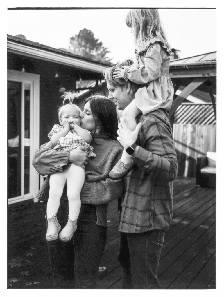 At home family photography session. Marin County, California. Shot on black and white film 